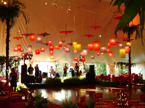 Paper lanterns as wedding venue decoration